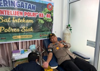 Peringati Hari Jadi Intelijen Polri ke-80, Sat Intelkam Polres Siak Gelar Bakti Kesehatan Donor Darah