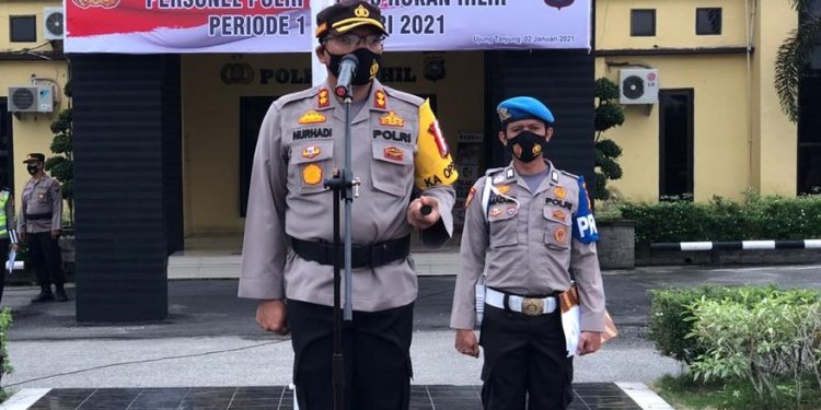 Kapolres Rokan Hilir Pimpin Upacara Laporan Kenaikan Pangkat Personel Polri Polres Rokan Hilir