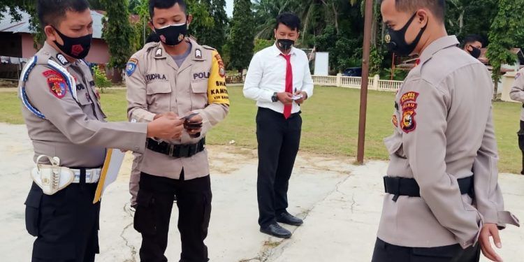 Kapolsek Simpang Kanan Pimpin Giat Gaktibplin Personil Polsek Simpang Kanan