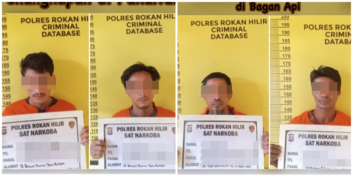 4 Orang Diduga Pengedar Sabu Antar Lintas Kubu- Bagan siapi-api Dijaring Sat Res Narkoba Polres Rohil