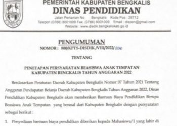 Beasiswa Prestasi, Anak Tempatan dan Suku Adat Terpencil  Bengkalis Dibuka