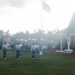 Masyarakat Antusias Saksikan Upacara Penurunan Bendera Merah Putih Di Kampung Tualang