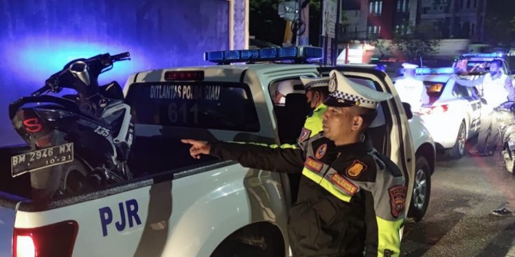 Kurun Waktu Sepekan Ditlantas Polda Riau & Jajaran Amankan 55 Motor Balap Liar