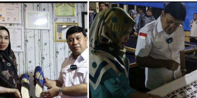 Gencar Sosialisasi KI, Fajar Lase Sapa 2 UMKM Batik dan Tenun di Bengkalis