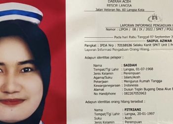 Satres Polres Langsa Telah Temukan Fitriani Di Deli Serdang