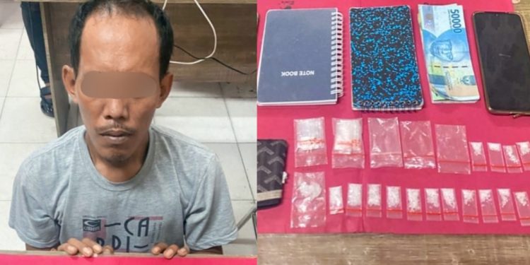 Pria Paruh Baya Dibekuk Satres Narkoba Polres Siak, Didapati 19 Paket Narkotika Jenis Sabu
