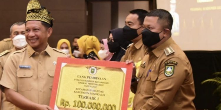 Camat Mandau Terima Penghargaan Terbaik EKK Tingkat Provinsi Riau