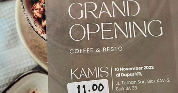 Perdana Telah Dibuka Dapour KR Cafe & Resto di Jalan Taman Sari Blok B2/3