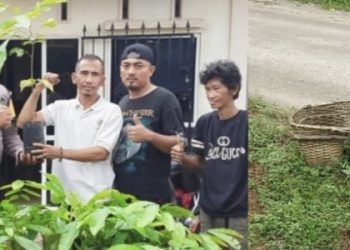 Bhabinkamtibmas Polsek Tualang Serahkan 30 Batang Matoa, Wujud Perbaikan Ekosistem