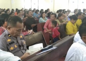 Polres Siak Hadiri Pesta Perak Gereja HKI Jemaat Bunut Resort Perawang