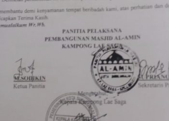 Panitia Pembangunan Masjid AL-Amin lae Saga Diduga Palsukan Tanda Tangan Kades