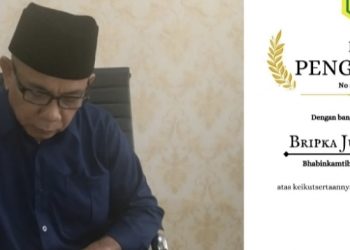 Bhabinkamtibmas Polsek Tualang PST Terima Penghargaan Dari SMK Yamatu