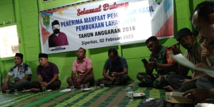Muspides Siperkas Gelar Pertemuan Penerima Manfaat Pembagian Hasil Pembukaan Lahan Desa Tahun 2018