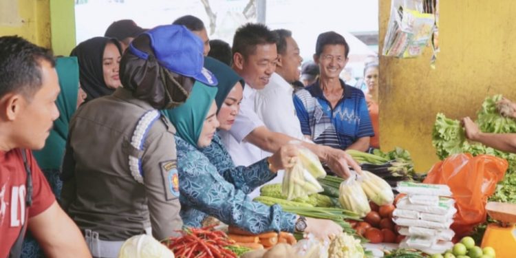 Bupati Rohil Bersama Forkopimda Cek Harga dan Ketersediaan Sembako di Pasar Datuk Rubiah