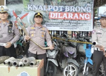 Polsek Tualang Amankan Puluhan Knalpot Brong Jelang Ramadhan