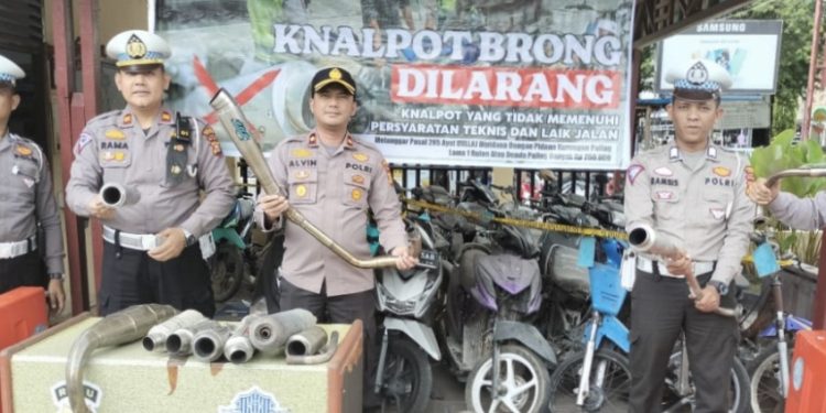Polsek Tualang Amankan Puluhan Knalpot Brong Jelang Ramadhan