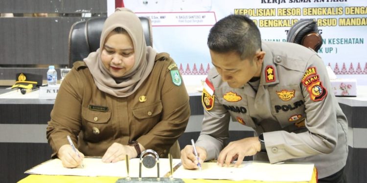 Polres Bengkalis dan Pemda Tanda Tangani MOU Pelayanan Kesehatan