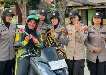 Srikandi Polwan Polres Bengkalis Rayakan Hut Polwan ke-75 Dengan Gatur Lalin dan Patroli Roda 2
