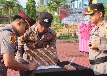 Polres Bengkalis Pimpin Sertijab 6 PJU di Halaman Mapolres 