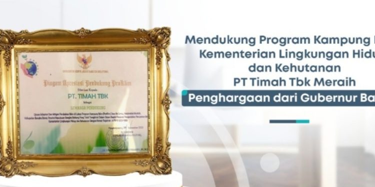 Dukung Program Kampung Iklim KLHK, PT Timah Tbk Raih Penghargaan Dari Gubernur Babel