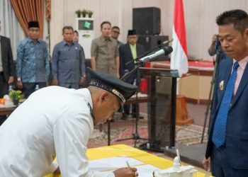 Dua Penghulu Hasil Pilpeng Serentak Dilantik Bupati Rohil