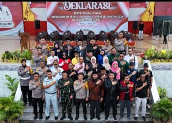 Wujudkan Pemilu Damai Polres Bengkalis Gelar Pawai Tertib Lalu Lintas