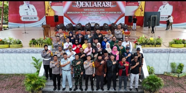 Wujudkan Pemilu Damai Polres Bengkalis Gelar Pawai Tertib Lalu Lintas