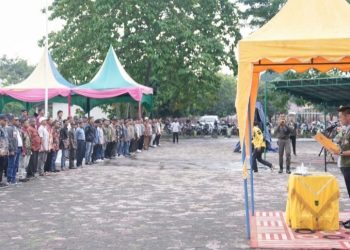660 Satlinmas Dikukuhkan Dari 3 Kecamatan Pengamanan Pemilu di Rohil
