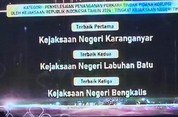 Raih Peringkat Ketiga dari Anugerah KPK 2024, Kajari Bengkalis Selesaikan Perkara Tipikor