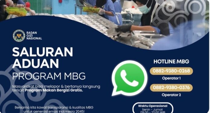 Badan Gizi Nasional (BGN) secara resmi membuka saluran pengaduan (hotline) bagi masyarakat untuk pelaksanaan Program Makan Bergizi Gratis (MBG).