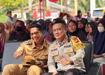 Kapolres Rokan Hilir Bersama Wakil Bupati Hadiri Pasar Murah Ramadhan PT. Pertamina Hulu Rokan di Bangko Permata