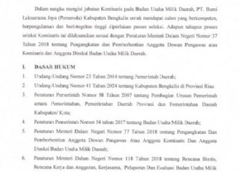 Pemkab Bengkalis Seleksi Komisaris Baru PT BLJ Perseroda