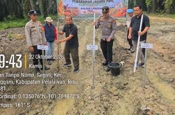 IPDA Bambang Pimpin Penanaman Jagung di Segati, Polsek Langgam Gandeng Perusahaan